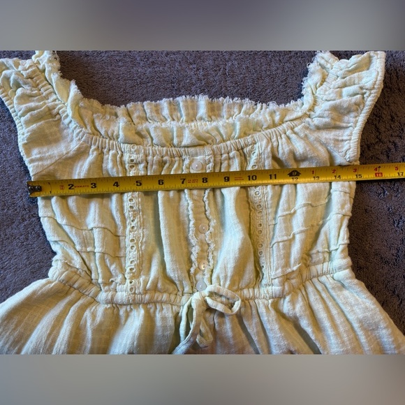 UO Evie Off-The-Shoulder Check Romper Urban Outfitters Light Green Ruffle Size M - Picture 5 of 11